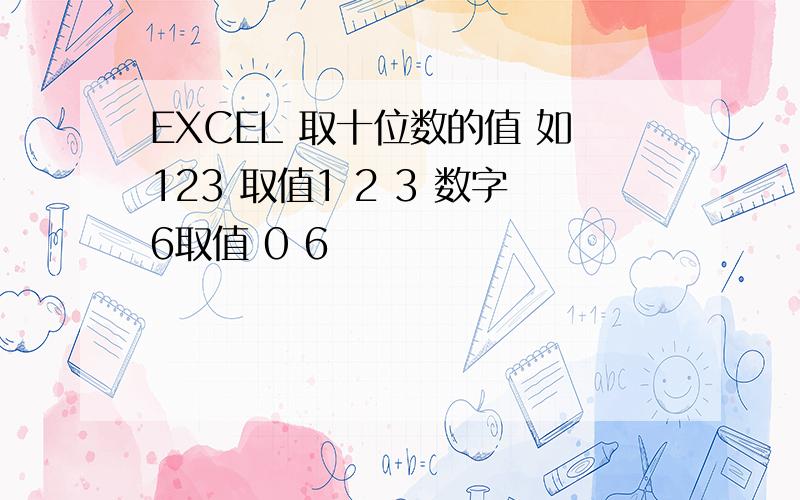 EXCEL 取十位数的值 如123 取值1 2 3 数字6取值 0 6