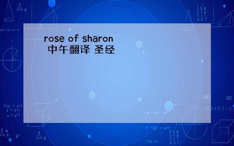 rose of sharon 中午翻译 圣经