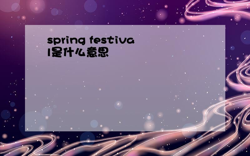 spring festival是什么意思