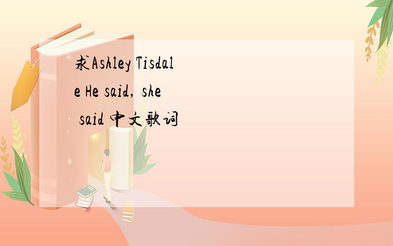 求Ashley Tisdale He said, she said 中文歌词