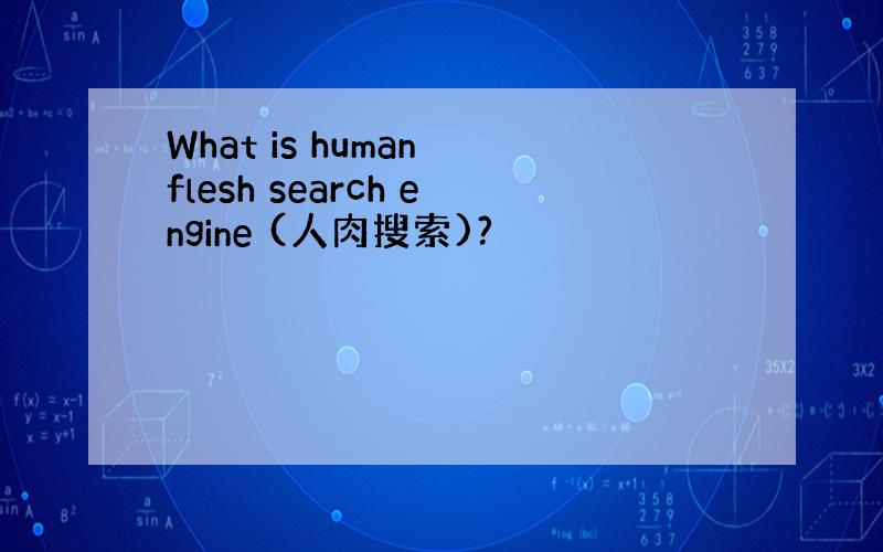 What is human flesh search engine (人肉搜索)?