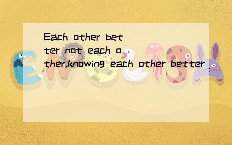 Each other better not each other,knowing each other better