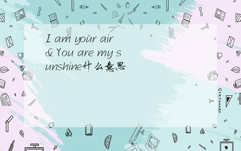 I am your air & You are my sunshine什么意思