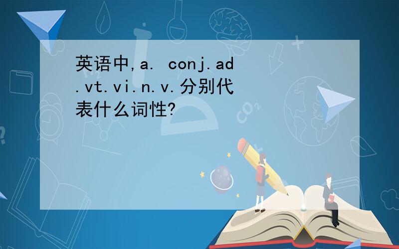 英语中,a. conj.ad.vt.vi.n.v.分别代表什么词性?