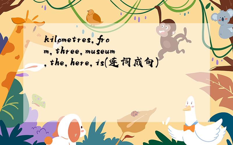 kilometres,from,three,museum,the,here,is(连词成句)