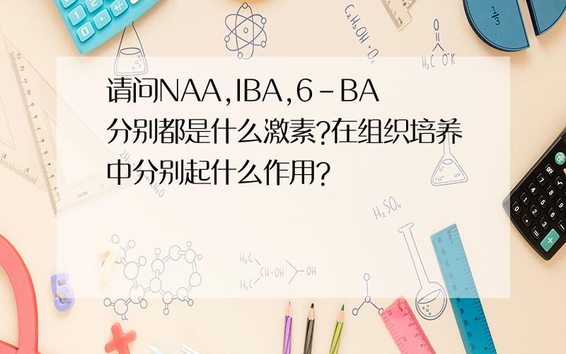 请问NAA,IBA,6-BA分别都是什么激素?在组织培养中分别起什么作用?