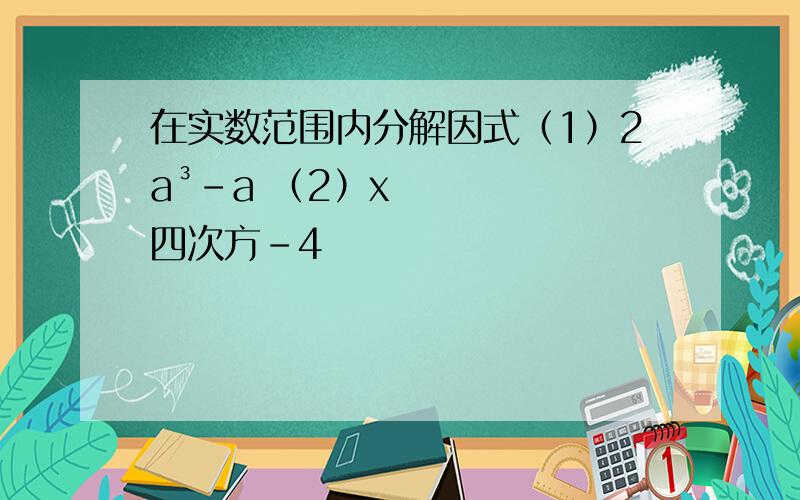 在实数范围内分解因式（1）2a³-a （2）x四次方-4