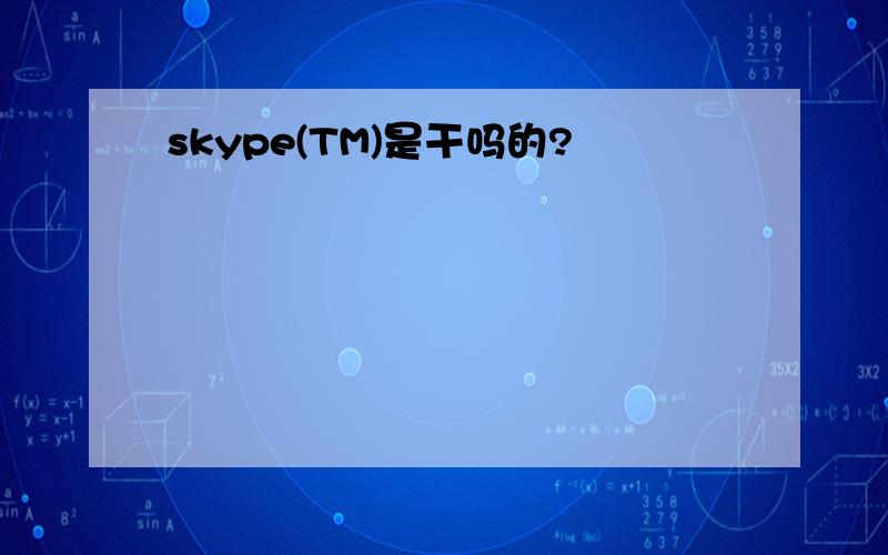 skype(TM)是干吗的?