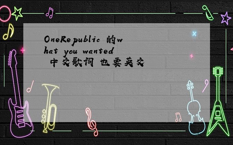 OneRepublic 的what you wanted 中文歌词 也要英文