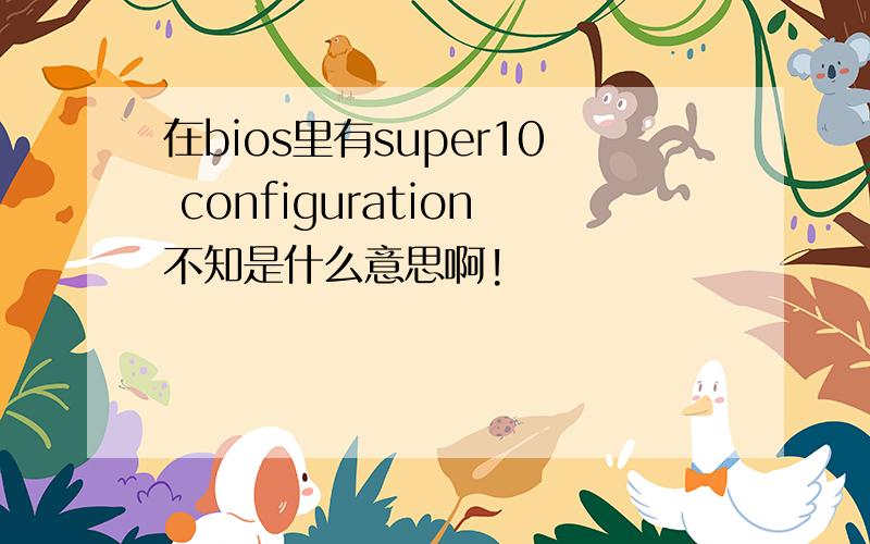 在bios里有super10 configuration不知是什么意思啊!
