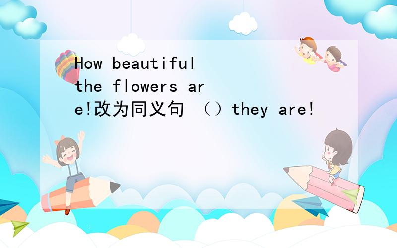 How beautiful the flowers are!改为同义句 （）they are!