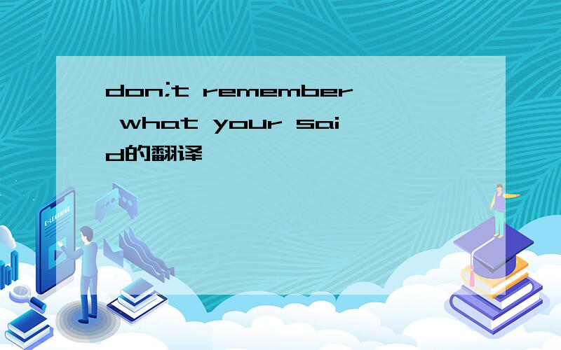 don;t remember what your said的翻译