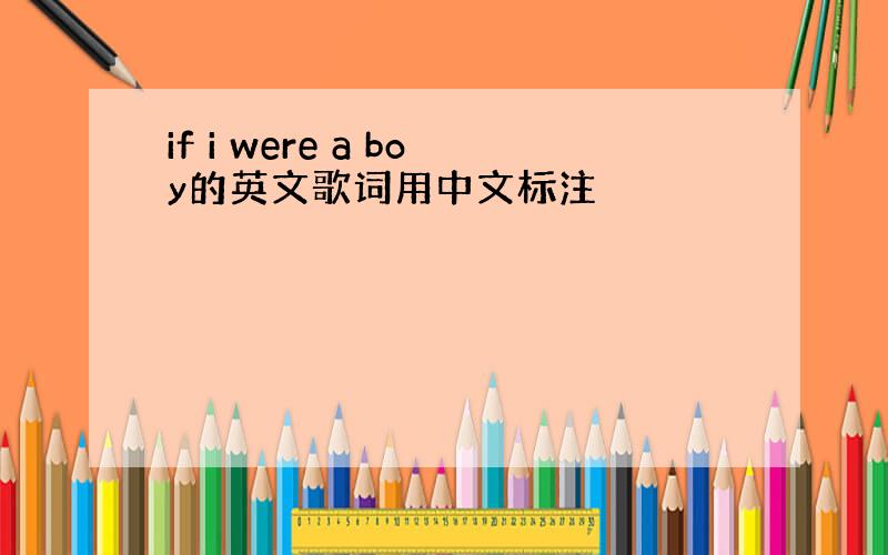 if i were a boy的英文歌词用中文标注
