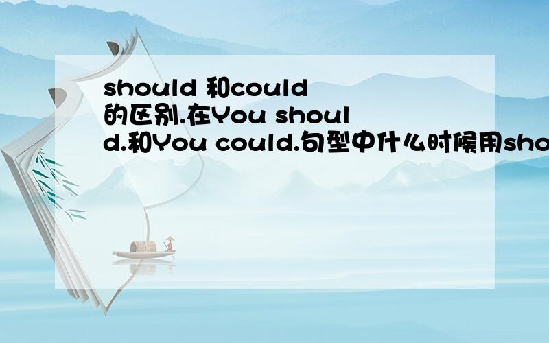 should 和could 的区别.在You should.和You could.句型中什么时候用should 什么时候