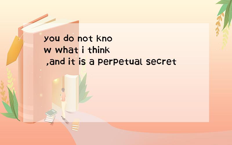 you do not know what i think ,and it is a perpetual secret