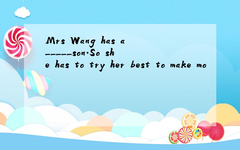 Mrs Wang has a_____son.So she has to try her best to make mo