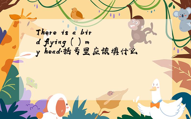 There is a bird flying ( ) my head.括号里应该填什么
