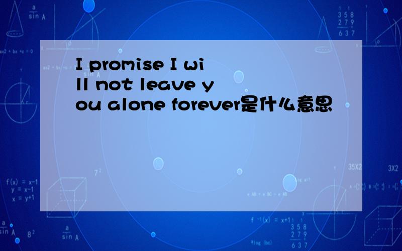 I promise I will not leave you alone forever是什么意思
