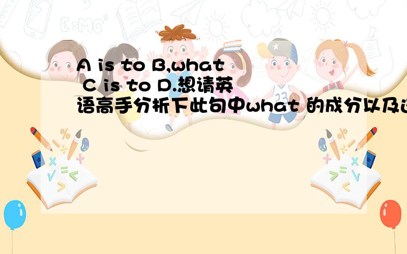 A is to B,what C is to D.想请英语高手分析下此句中what 的成分以及这是什么