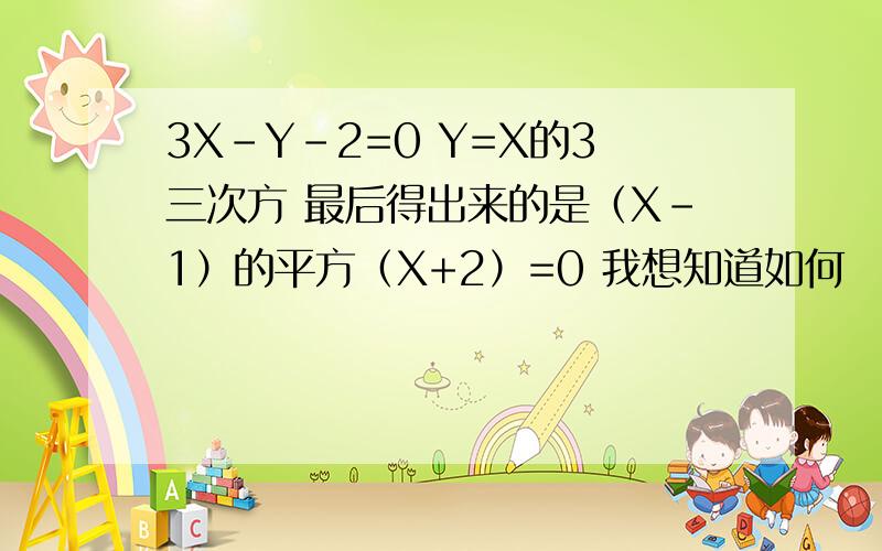 3X-Y-2=0 Y=X的3三次方 最后得出来的是（X-1）的平方（X+2）=0 我想知道如何