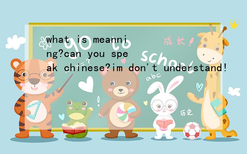 what is meanning?can you speak chinese?im don't understand!