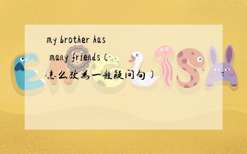 my brother has many friends（怎么改为一般疑问句)