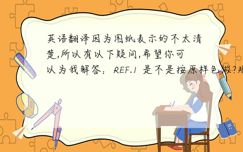 英语翻译因为图纸表示的不太清楚,所以有以下疑问,希望你可以为我解答：REF.1 是不是按原样色做?规格多少?REF.2