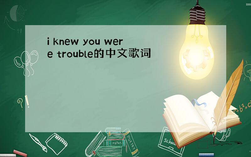 i knew you were trouble的中文歌词