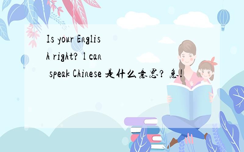 Is your English right? l can speak Chinese 是什么意思? 急!