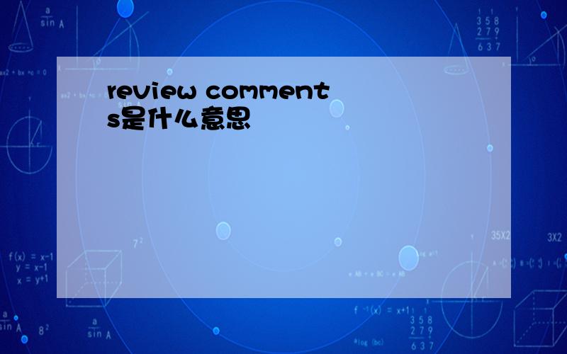 review comments是什么意思