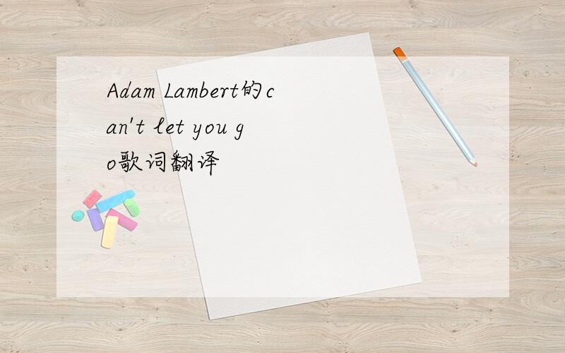Adam Lambert的can't let you go歌词翻译