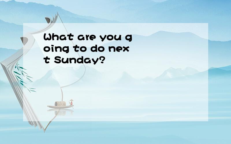 What are you going to do next Sunday?