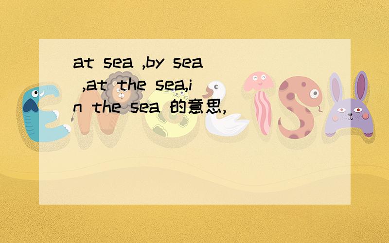 at sea ,by sea ,at the sea,in the sea 的意思,