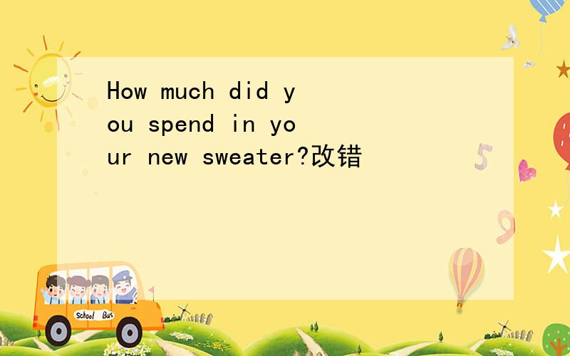 How much did you spend in your new sweater?改错