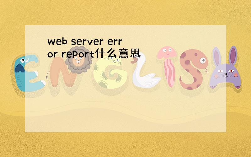 web server error report什么意思