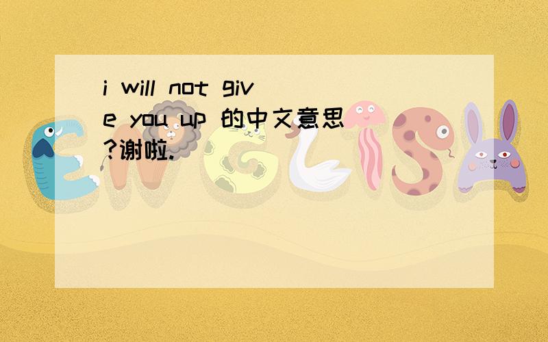i will not give you up 的中文意思?谢啦.
