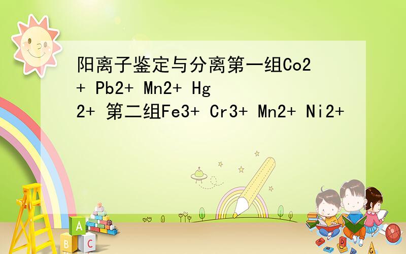 阳离子鉴定与分离第一组Co2+ Pb2+ Mn2+ Hg2+ 第二组Fe3+ Cr3+ Mn2+ Ni2+
