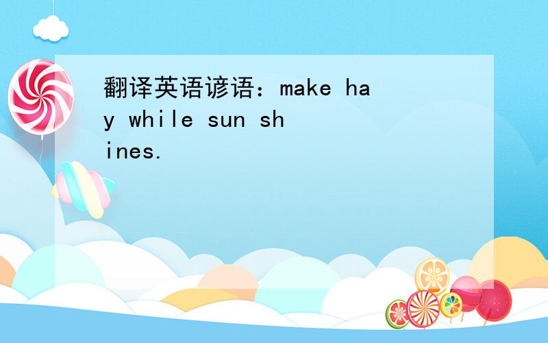 翻译英语谚语：make hay while sun shines.