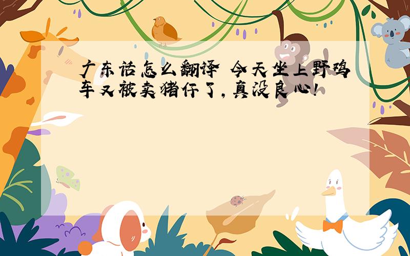 广东话怎么翻译 今天坐上野鸡车又被卖猪仔了,真没良心!