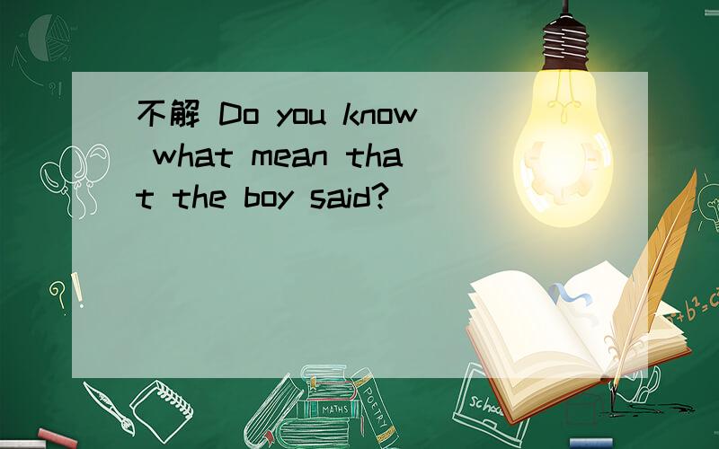 不解 Do you know what mean that the boy said?