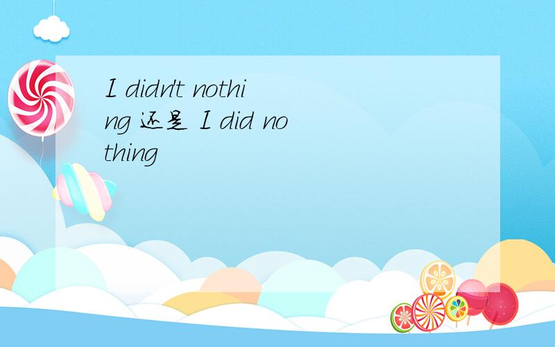 I didn't nothing 还是 I did nothing