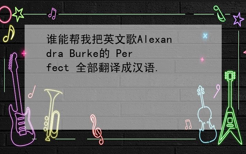 谁能帮我把英文歌Alexandra Burke的 Perfect 全部翻译成汉语.