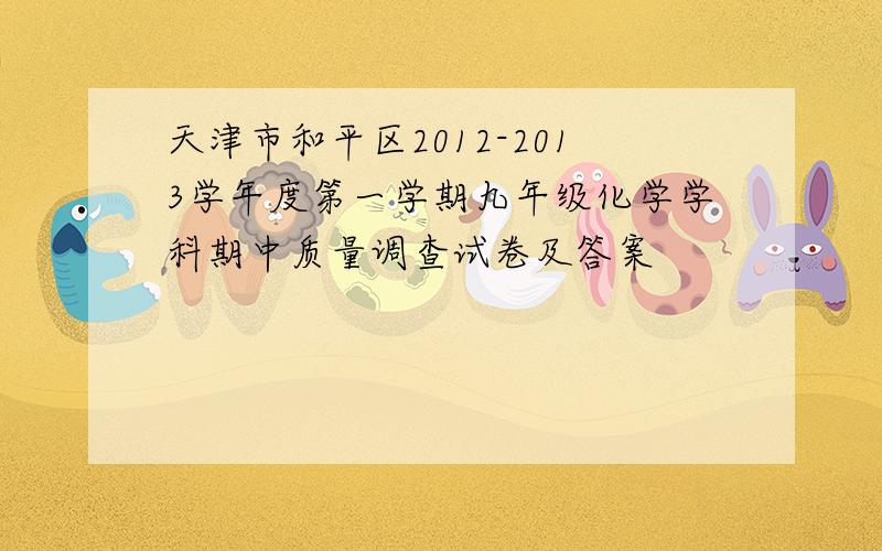 天津市和平区2012-2013学年度第一学期九年级化学学科期中质量调查试卷及答案