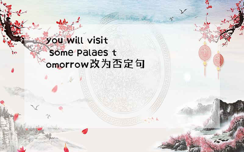 you will visit some palaes tomorrow改为否定句